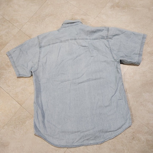 VTG Matco Tools Mens L Large Embroidered Blue Denim Button Up Down Work T Shirt - Picture 10 of 10